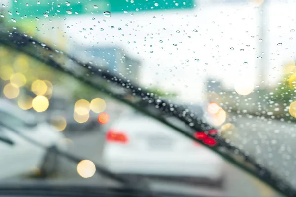 Windshield wipers from inside of car — Stock Photo, Image