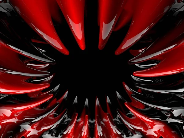 Forme atomique tourbillonnante abstraite sur fond noir. rendu 3D — Photo