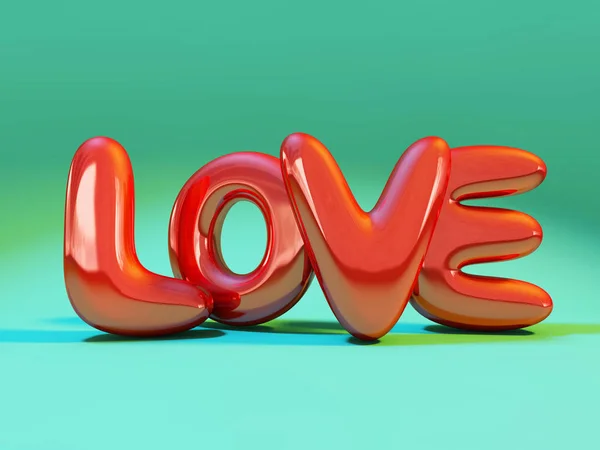 Červené nafukovací slovo láska. 3D vykreslování. — Stock fotografie
