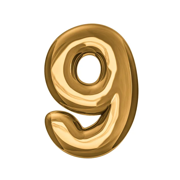 Zlaté číslice z izolovaných na průhledné nafukovací balónky — Stock fotografie