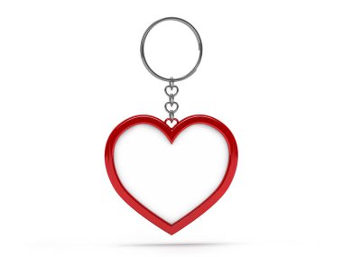 Bir boş metal kalp şekli Anahtarlık yüzük f ile gösteren resim