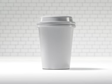 Tek kullanımlık kahve fincanı izole. 3D render