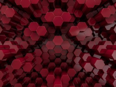 Altıgen kırmızı arka plan. 3D render