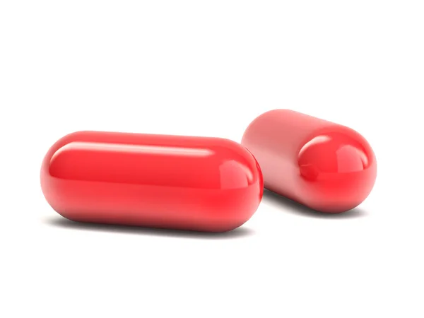 Pillole capsule isolate su sfondo bianco. Rendering 3D — Foto Stock
