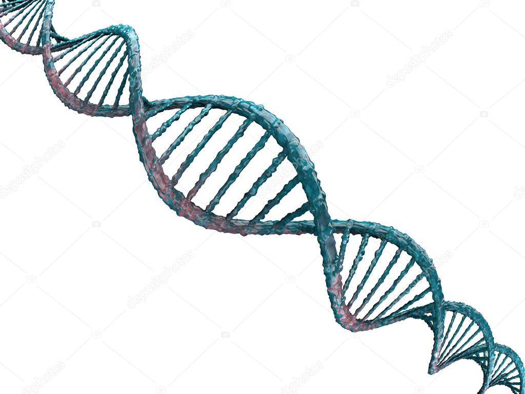 Digital illustration of a DNA model. 3D rendering