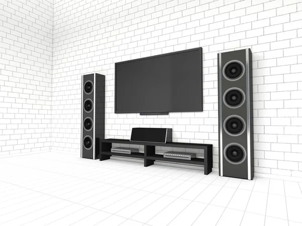 Modern home theater on a white background. 3D rendering