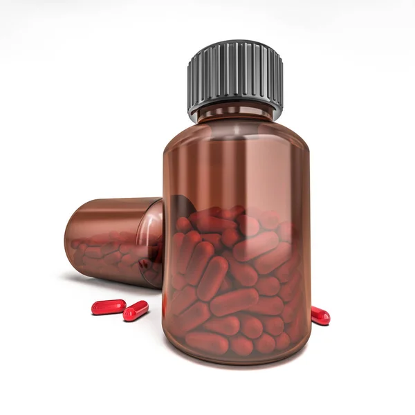 Изолированные бутылки с лекарствами. 3D рендеринг — стоковое фото