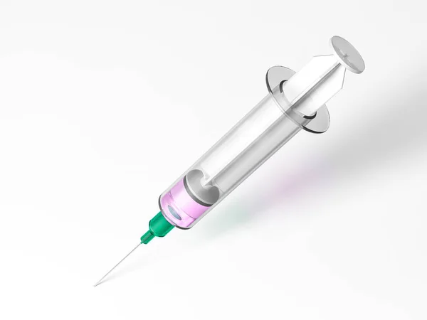 흰색 바탕에 격리 액체 주사기. 3 차원 렌더링 — 스톡 사진
