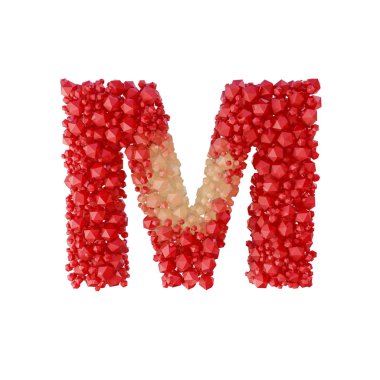 Süper gerçekçi 3d render alfabesi ile kristal