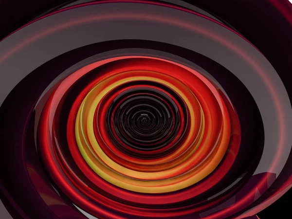 Abstrato forma vermelha swirly sobre fundo preto. Renderização 3D — Fotografia de Stock
