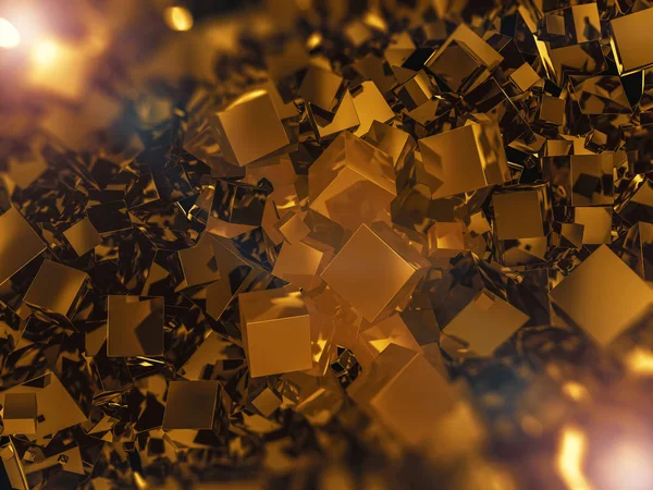 Fondo cuadrado abstracto de oro. Renderizado 3D —  Fotos de Stock