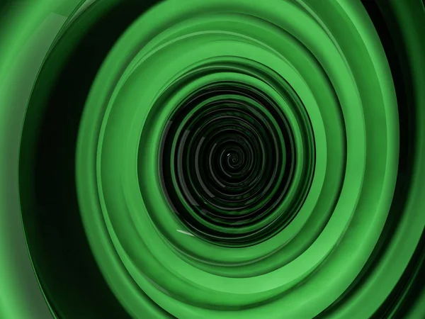 Abstrato forma verde swirly sobre fundo preto. Renderização 3D — Fotografia de Stock