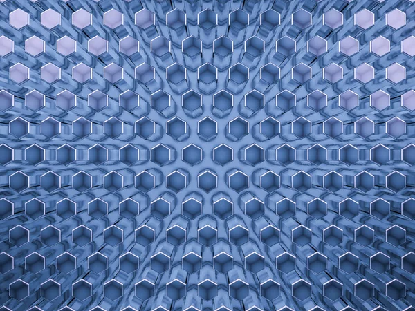 육각형 추상 유리 파란색 배경입니다. 3 차원 렌더링 — 스톡 사진