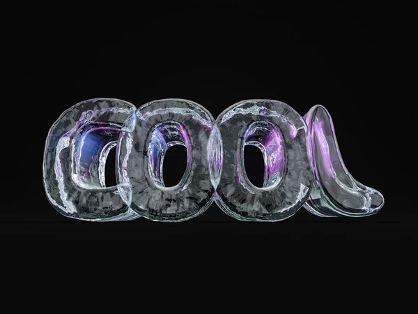 Word COOL hecho de letras de hielo sobre fondo negro. 3d renderina — Foto de Stock