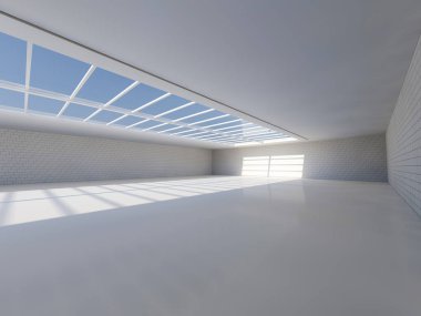 Işıklık ile güneşli büyük açık alan. 3D render.