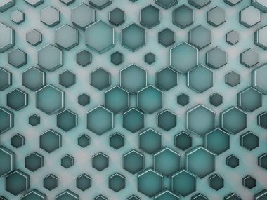 Altıgen soyut cam arka plan. 3D render