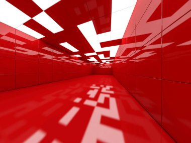 İçinde lambalar olan basit boş bir oda. 3B görüntüleme