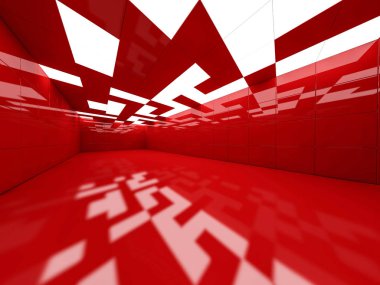 İçinde lambalar olan basit boş bir oda. 3B görüntüleme