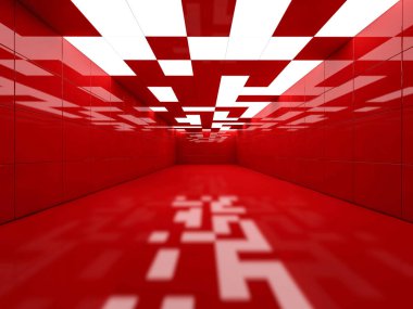 İçinde lambalar olan basit boş bir oda. 3B görüntüleme