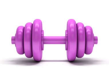 Beyaz arka plan üzerinde pembe halter. 3D render