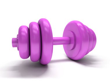 Beyaz arka plan üzerinde pembe halter. 3D render