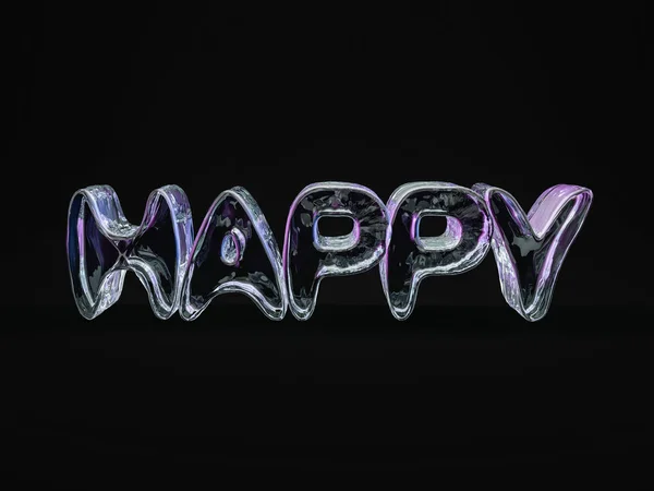 词快乐是由冰封信。3d 渲染 — 图库照片