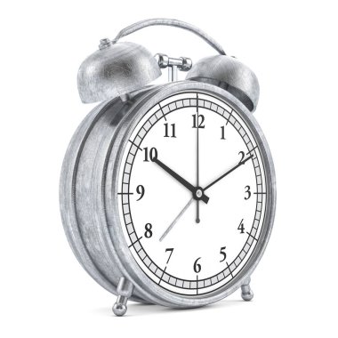 Eski stil çalar saat üzerinde beyaz izole. 3D render