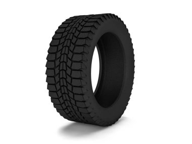Araba lastik üzerinde izole beyaz arka plan. 3D render