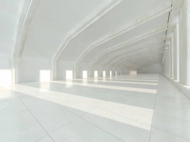 Beyaz mimari arka plan. Soyut mimari iç. 