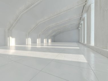 Beyaz mimari arka plan. Soyut mimari iç. 