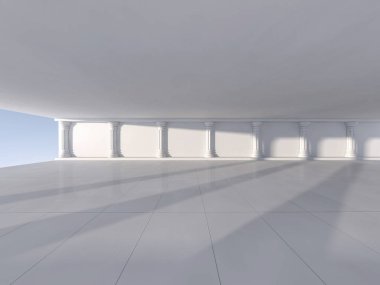 Klasik antik iç sütunları olan. 3D render