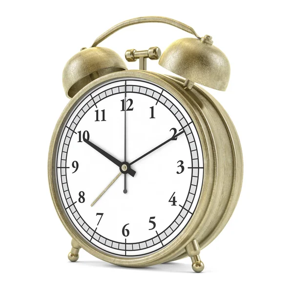 Relógio de alarme de estilo antigo isolado no branco. Renderização 3d — Fotografia de Stock