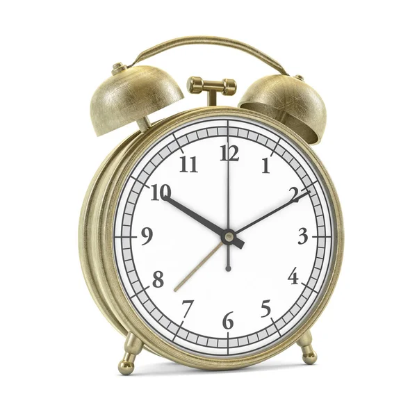 Relógio de alarme de estilo antigo isolado no branco. Renderização 3d — Fotografia de Stock