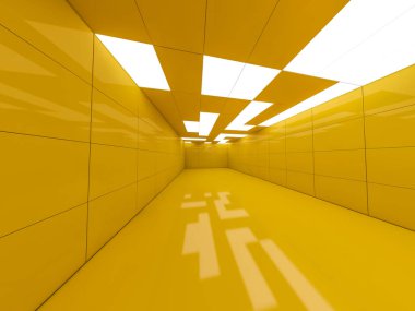 İçinde lambalar olan basit boş bir oda. 3B görüntüleme