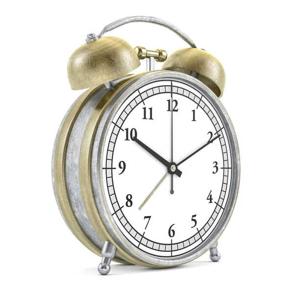 Старий годинник тривоги ізольований на білому. 3D візуалізація — стокове фото
