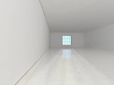 Yüksek çözünürlüklü boş beyaz oda. 3D render