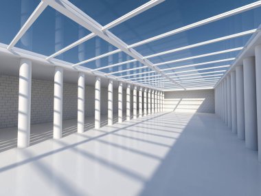 Işıklık ile güneşli büyük açık alan. 3D render.