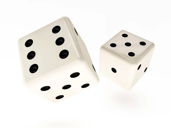 Beyaz, 3d render izole casino dice — Stok fotoğraf