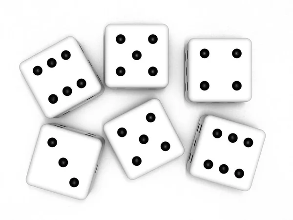 Casino dice geïsoleerd op wit, 3D-rendering — Stockfoto