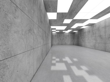 İçinde lambalar olan basit boş bir oda. 3B görüntüleme