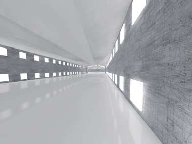 İçinde lambalar olan basit boş bir oda. 3B görüntüleme