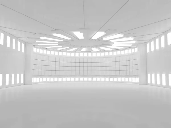 Απλό άδειο δωμάτιο εσωτερικό με λαμπτήρες. 3D απόδοση — Φωτογραφία Αρχείου