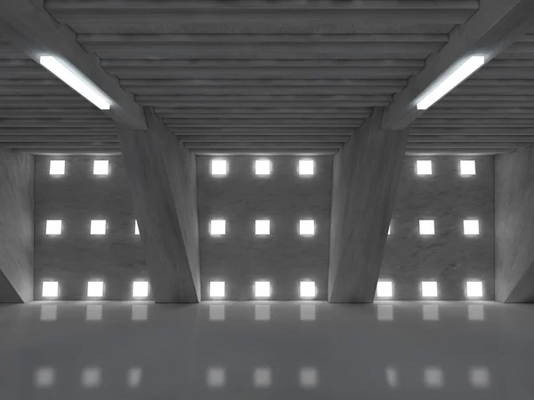 Dark empty room interior with lamps. 3D rendering — Stock Photo, Image