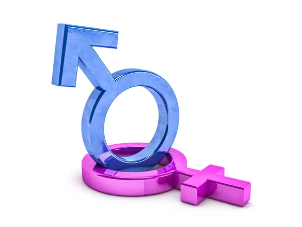 Gender-Symbole von Mann und Frau. 3D-Darstellung — Stockfoto