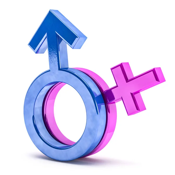 Gender-Symbole von Mann und Frau. 3D-Darstellung — Stockfoto