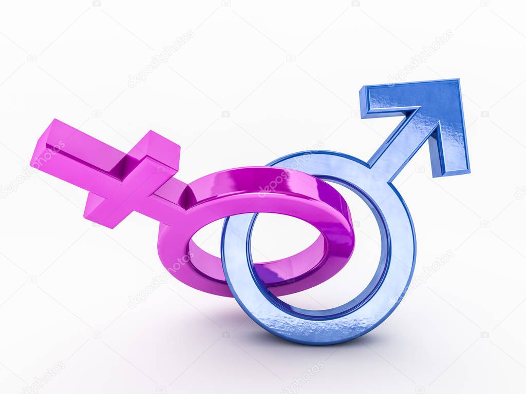Gender symbols of man and woman. 3D rendering
