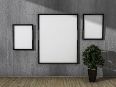 Alay iç duvarda asılı bir poster. 3D renderin