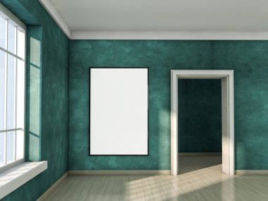 Poster mockup iç. 3D render