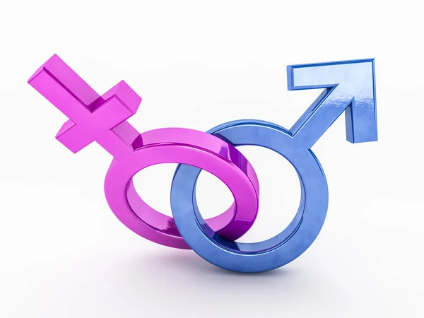 Gender-Symbole von Mann und Frau. 3D-Darstellung — Stockfoto