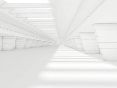 Soyut ışıklı boş koridor iç. 3D render